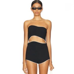 Amanda Uprichard x Revolve Adrienne Black & White Crop Top XS White Made in USA